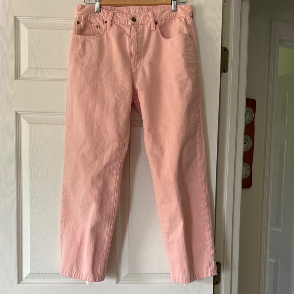 J Crew Factory Pink Straight Leg Jeans with Solid Color Wash